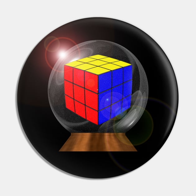 Rubik's Cube in a Snow Globe with Lens Flare Pin by The Black Panther