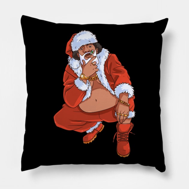 Black Santa Claus Gangster Christmas Pillow by Noseking