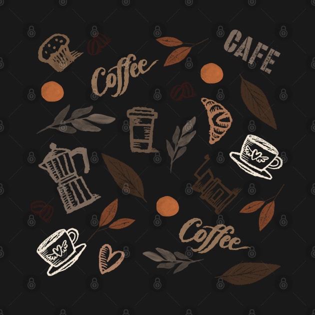 Coffee and Cafe style pattern design in coffee by Fiasco Designs