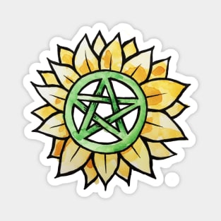 Sunflower Pentagram Green Witch Magnet