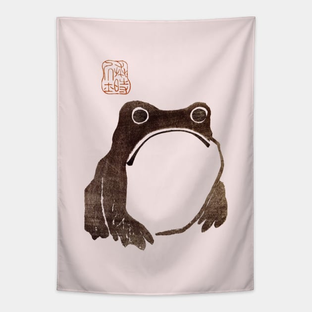 The Grumpy Japanese Frog and Cute Sad Toad in a Kawaii Aesthetic Phrog Thought Bubble Scene Tapestry by Ministry Of Frogs