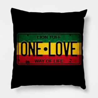 One Love Vintage Rasta License Plate Pillow