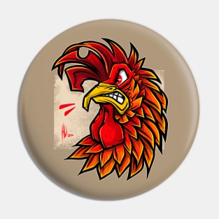 Red Rooster Funny Angry Chicken Gift Pin