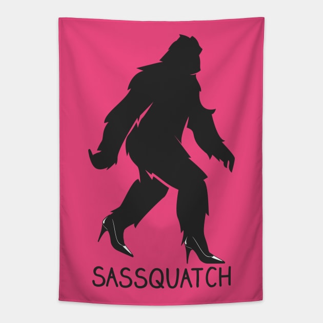 Sassquatch - Badass With An Attitude To Match  - Black - Black Heels Tapestry by Crazy Collective