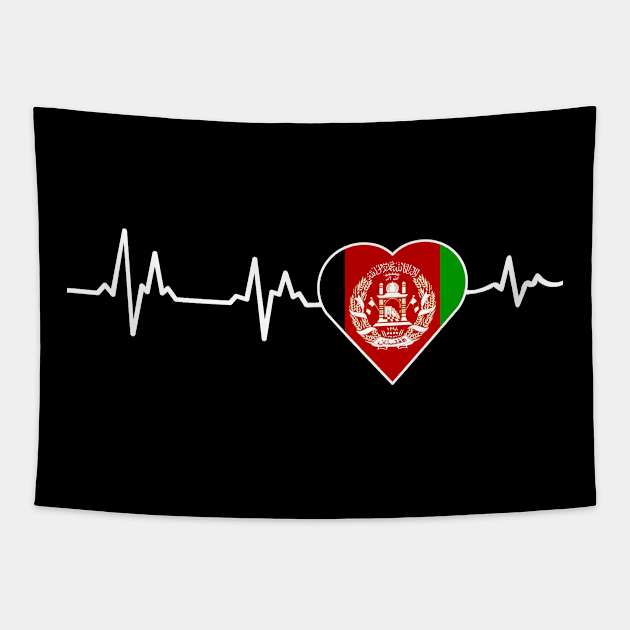 Free Afghanistan - Afghanistan Flag Heartbeat Tapestry by Redmart