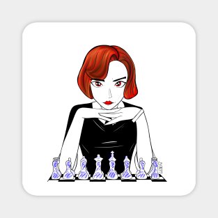 queens gambit in chess thinking, beth harmon Magnet