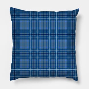 Blue and White Plaid Pattern Pillow