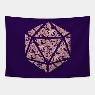 Peach, Purple, and Orange Gradient Rose Vintage Pattern Silhouette D20 - Subtle Dungeons and Dragons Design Tapestry
