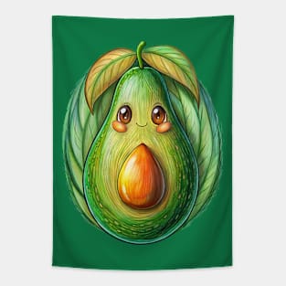 Funny Anime Face Avocado Tapestry