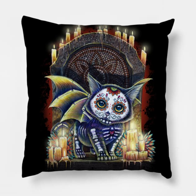 Kitty Of The Dead Pillow by MoniWolf