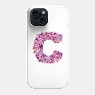 Pink Floral Letter C Phone Case
