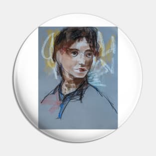 Expressive Girl Portrait Pin