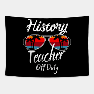 History Teacher Off Duty, Retro Sunset Glasses, Summer Vacation Gift Tapestry