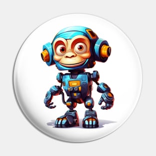 Cartoon monkey robots. T-Shirt, Sticker. Pin