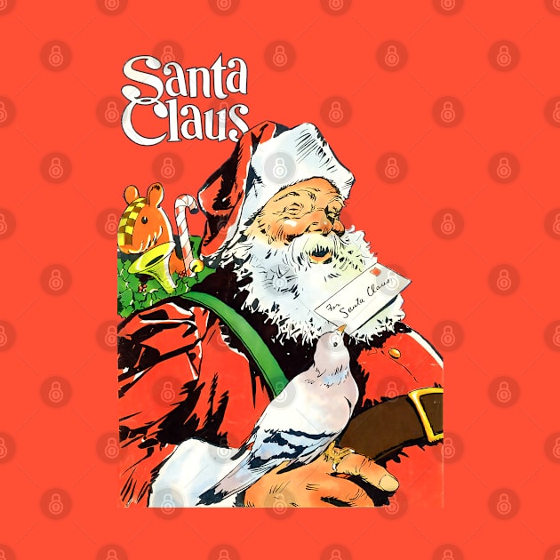 Pigeon delivers a letter to Santa Claus to prepare Merry Christmas gifts Retro Vintage Comic Book by REVISTANGO