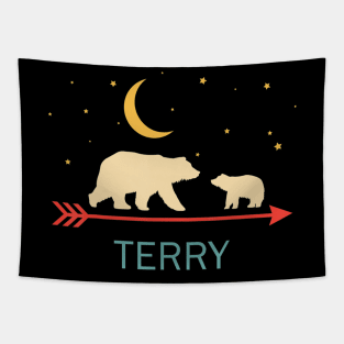 Terry Name Gift Personalized Mama Bear With 1 Cub Tapestry