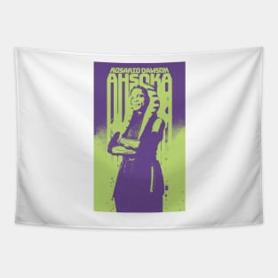 Rosario Dawson in Ahsoka graphic design illustration ironpalette Tapestry