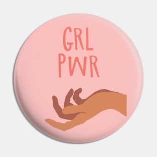 GRL PWR Girl Power Feminist Illustration Pin