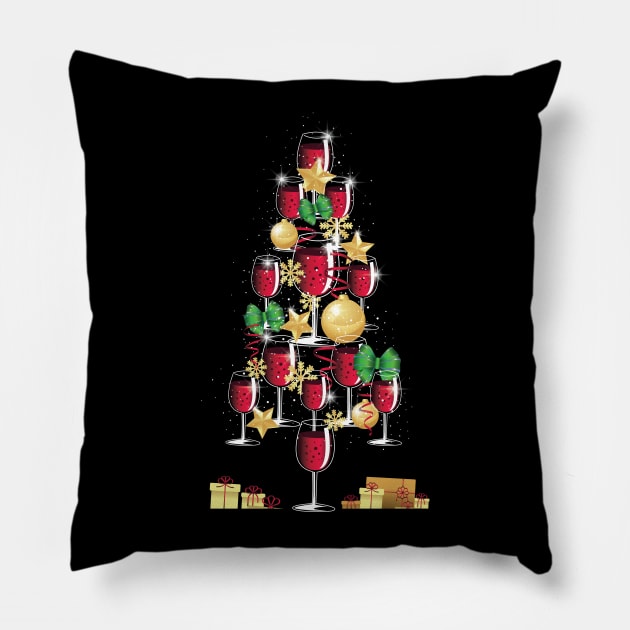 Wine Christmas tree Pillow by madeinchorley