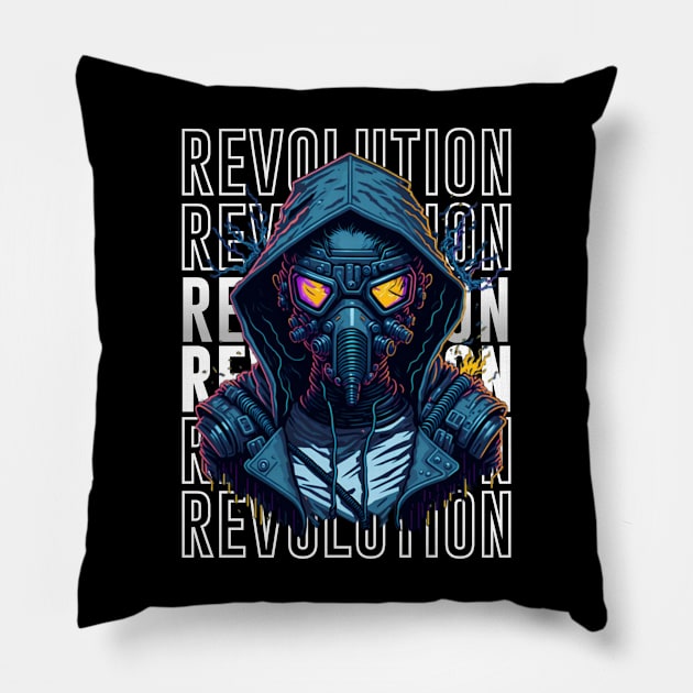 Cyborg Revolution Pillow by QuirkyPrintShop