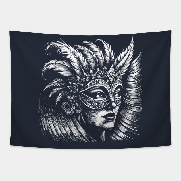 Venetian Mask Tapestry by CatCoconut-Art