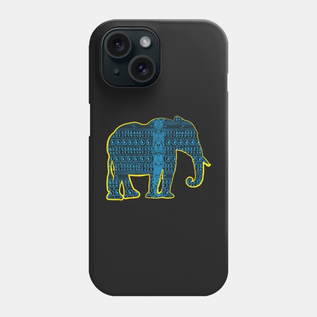 Blue Asian Elephant with Tribal pattern Phone Case by pelagio