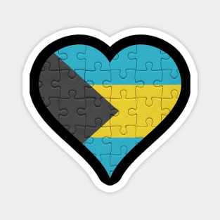 Bahamian Jigsaw Puzzle Heart Design - Gift for Bahamian With Bahamas Roots Magnet