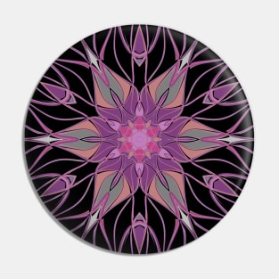 Cartoon Mandala Flower Black Purple and Pink Pin
