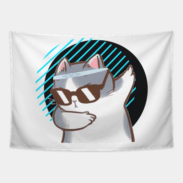 Cat Dabbing Tapestry by Bro Aesthetics