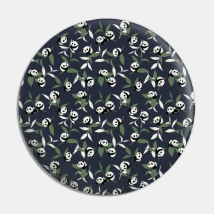 Cute Panda and Leaves Art Pattern Black Ver Pin