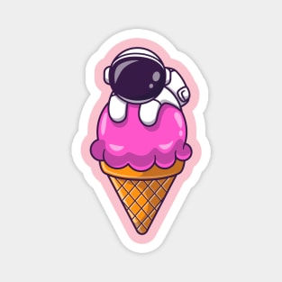 Astronaut On Ice Cream Cone Cartoon Magnet