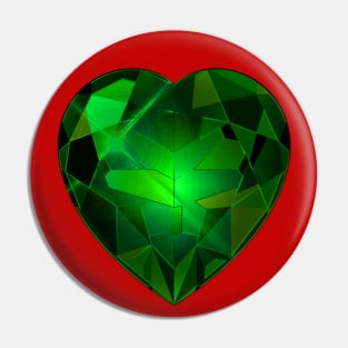 Green Heart Gemstone Pin