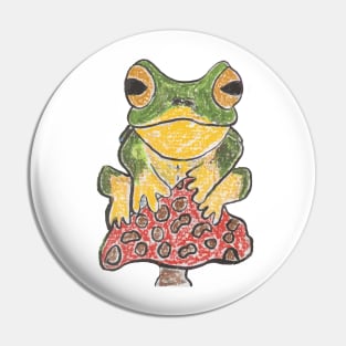 Chunky frog on a mushroom Pin