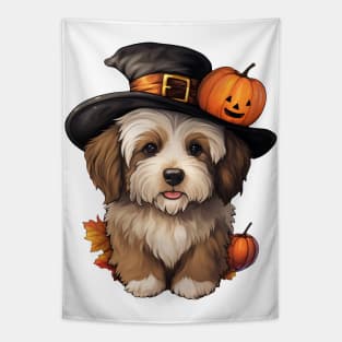 Fall puppy Dog Halloween Tapestry