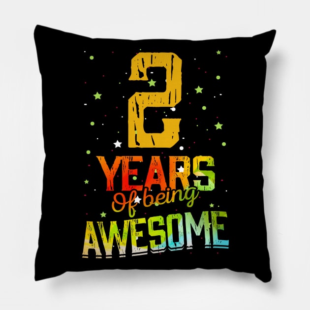 2nd Anniversary Gift Vintage Retro 02 Years Of Being Awesome Gifts Funny 2 Years Birndday Girl Boys Kids Pillow by nzbworld