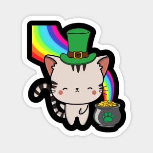 Funny Tabby Cat celebrates st patrick's day Magnet