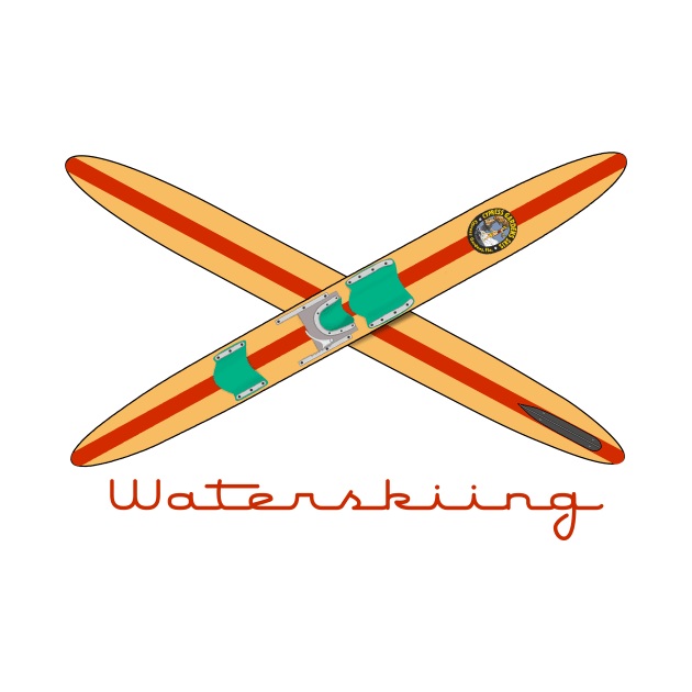 Classic Wooden Water Skis by The Tee Cat