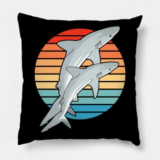 Caribbean Reef Sharks Retro Sunset Pillow