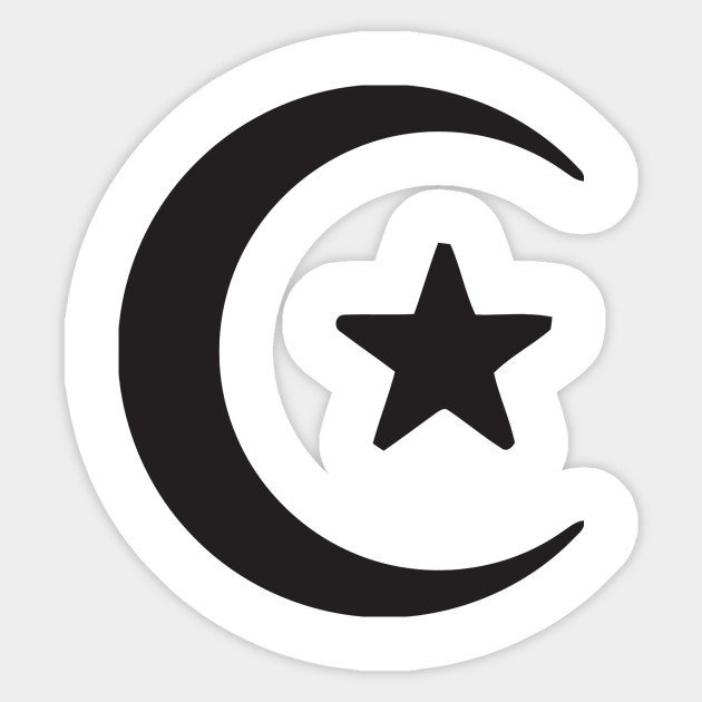 Crescent Moon Star Symbol Logo Icon Silhouette Emoticon Crescent Moon Sticker Teepublic