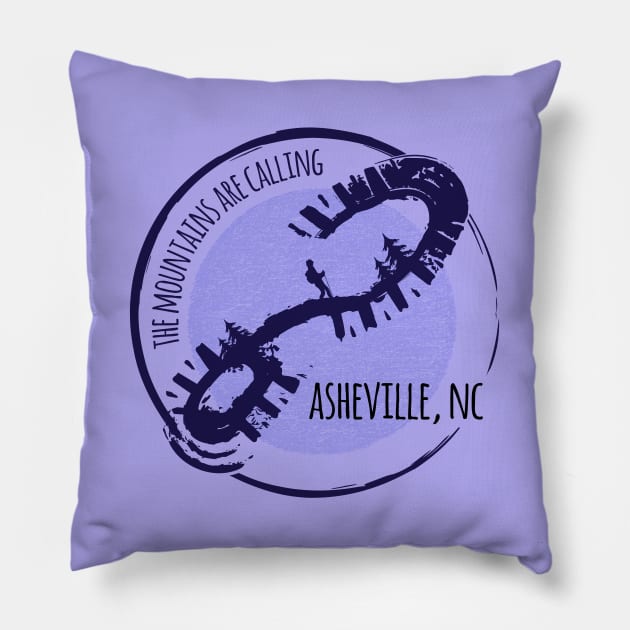 The Mountains Are Calling - Asheville, NC - Purple 27 Pillow by AVL Merch