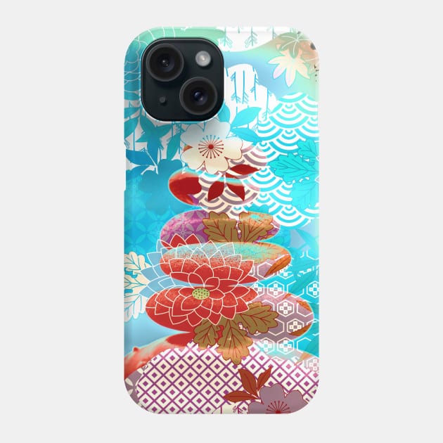 Japan Zen Buddhism Balancing Stones Rocks Cherry Blossom Collage Art 100 Phone Case by dvongart