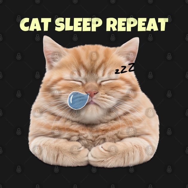 Cat Sleep Repeat by TayaDesign