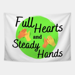 Full Hearts and Steady Hands High Five Orange Yellow Green Tapestry