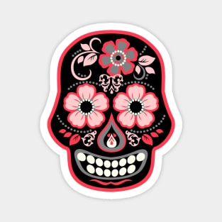 Day of the Dead Black Skull Magnet