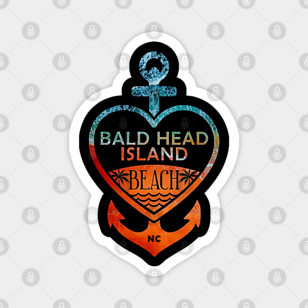 Bald Head Island Beach, North Carolina, Sandy Heart Ship Anchor Magnet by Jahmar Anderson