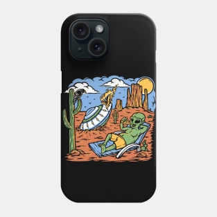 Funny Stranded Alien Eating Pizza // UFO Flying Saucer Crash Phone Case