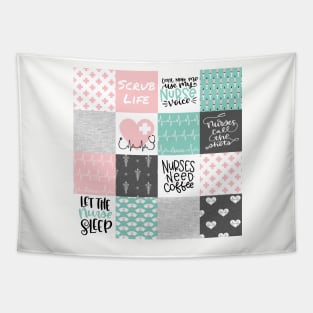 Nurse Patchwork - pink/aqua Tapestry