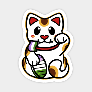 LGBTQ+ Pride Lucky Cat - Genderqueer Magnet