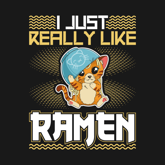 Japanese Ramen Noodles Kawaii Anime Cat by Humbas Fun Shirts