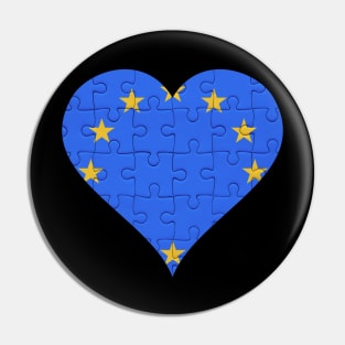 European Union Jigsaw Puzzle Heart Design - Gift for European Union With European Union Roots Pin